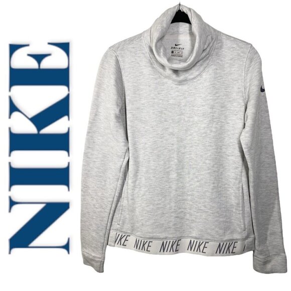NIKE Dri-Fit Marquee Turtleneck Sweatshirt Light Gray Fleece Lined, Size XS - Picture 1 of 7